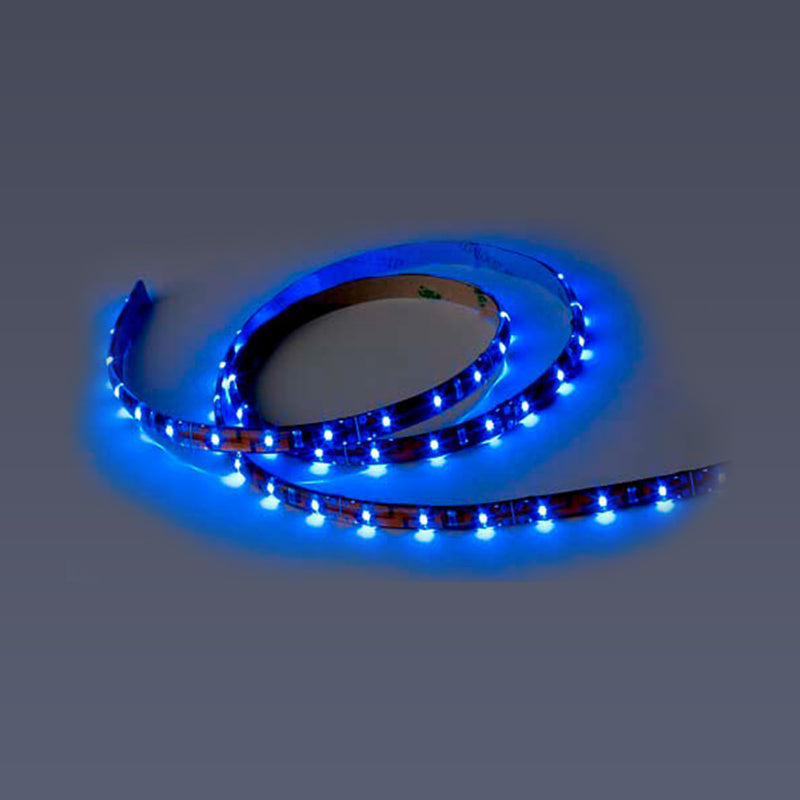 Flexible LED Strip Tape, Standard Output, 12V Blue, 8' Length with Wire Leads, IP65
