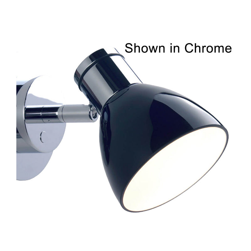 Gothen LED Reading Light, Matte Chrome with Black Shade, Integrated Dimmer Switch, 10-30VDC, 4W