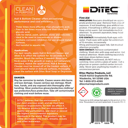 HULL & BOTTOM CLEANER - Organic Acid Replacement, Removes Rust, Scales, Barnacles and Stains, 1 Gallon
