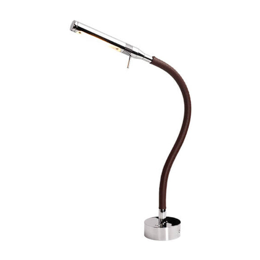 Rugen Table-Mount Reading Light, Chrome w/Brown Leather, Includes Switch & Dimmer, WW/Red, 500MM