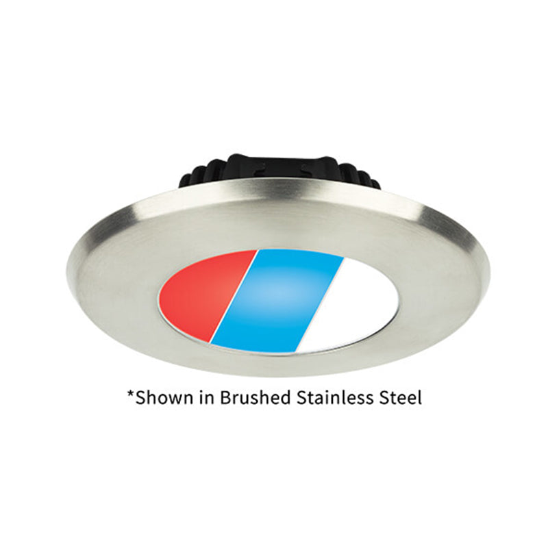 Sigma Large Tri-Color, Brushed Stainless Steel Red/Blue/Warm White, 10-40VDC, IP65