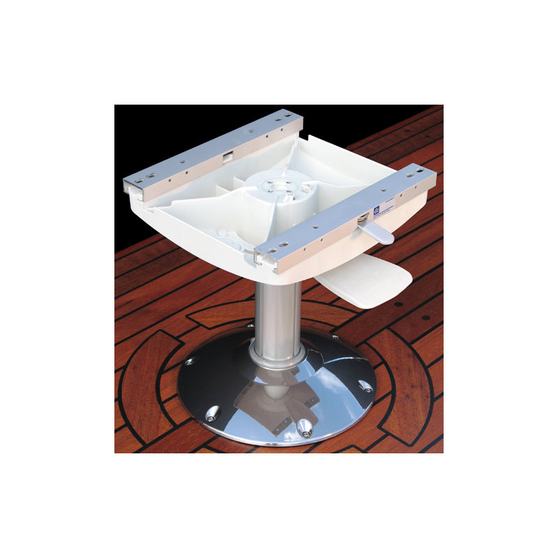 Norsap 1424BL Seat Pedstl, 280mm/11 in., Thru-Deck Fixed Height, Spring Suspend, Pol Alum/Chrome Base