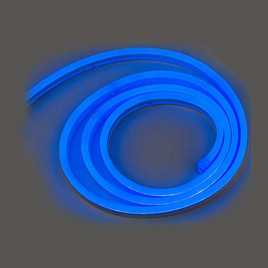 Neon LED Rope Light, Top Emitting, Blue, 24VDC 5/16" x 5/8" UV Resistant PVC, Cuttable Every 6.6"