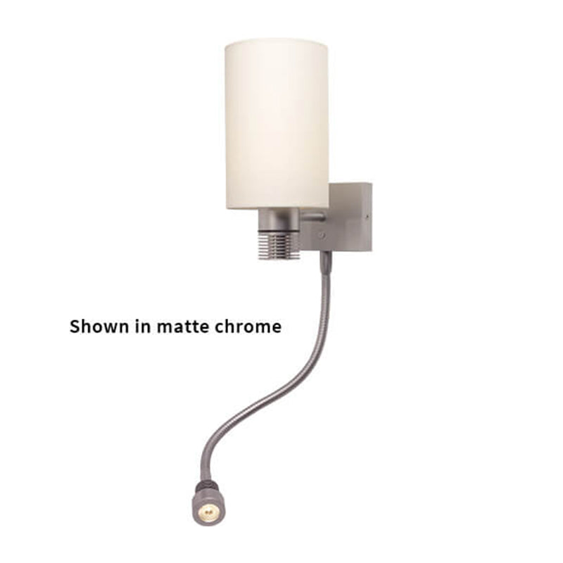 Nova-Flex LED Wall/Reading Light, Chrome White Shade, Built-in Dimmer, 10-30VDC