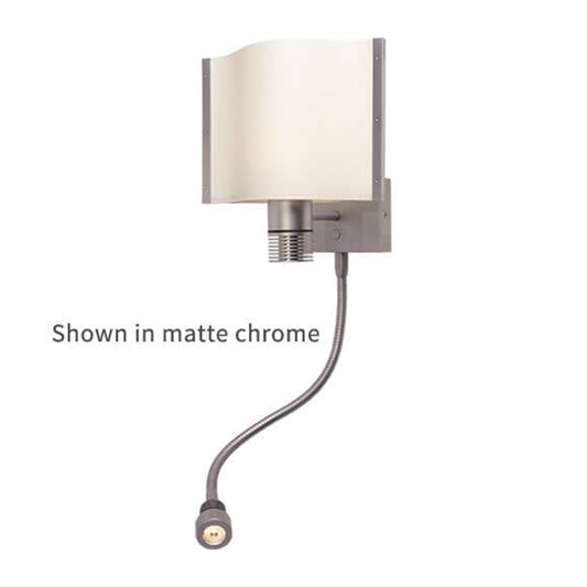 Rostock-Flex LED Wall/Reading Light, Chrome White Shade, Built-in Dimmer, 10-30VDC, Warm White