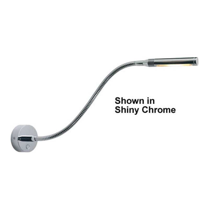 Rugen Flex-Arm, Table-Mount, Chrome, WW/Red Integrated Dimmer & Switch, 10-30VDC