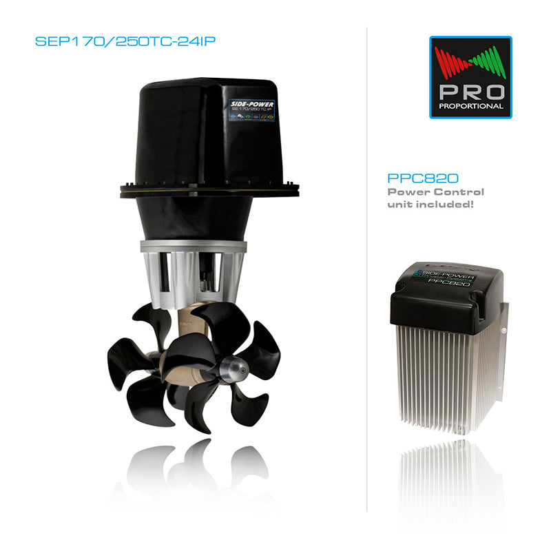 Side-Power SEP170/250TC-IP, 24V, Twin Props Counter-Rotating, 374 lbs of Thrust, IP