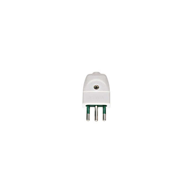 Plug: Italian S11 Standard, 2P+E, 10A/250V, Sicury White, Surcharge may apply if buying less than 100
