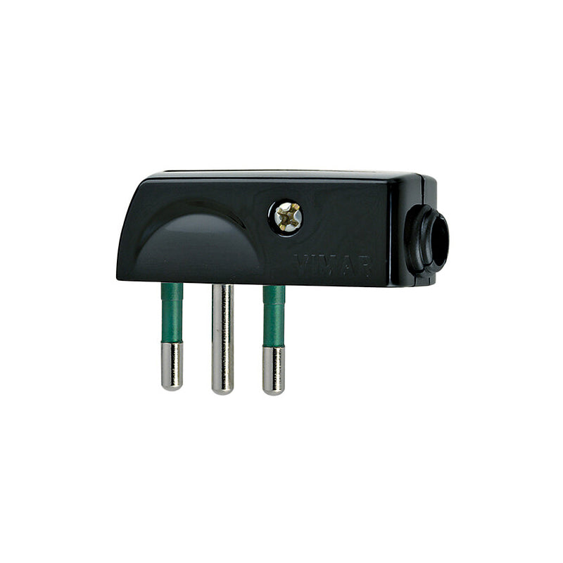 Italian Plug (S11), 2P+E, 10A/250V, 90 degree, Sicury, Black