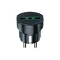 Sicury Socket Adapter, German/French to Italian P17/11, 2P+E, 16A, 250V/1500W, Black