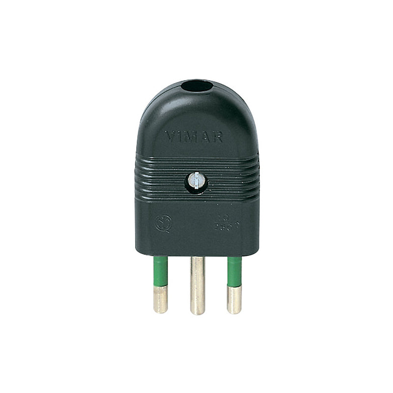 Italian Plug (S11), 2P+E, 16A/250V, Sicury, Black
