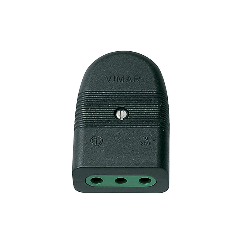 Mille Series Italian Socket, P11 Standard, 2P+E, 250V, Sicury Axial Cable Entry, Black