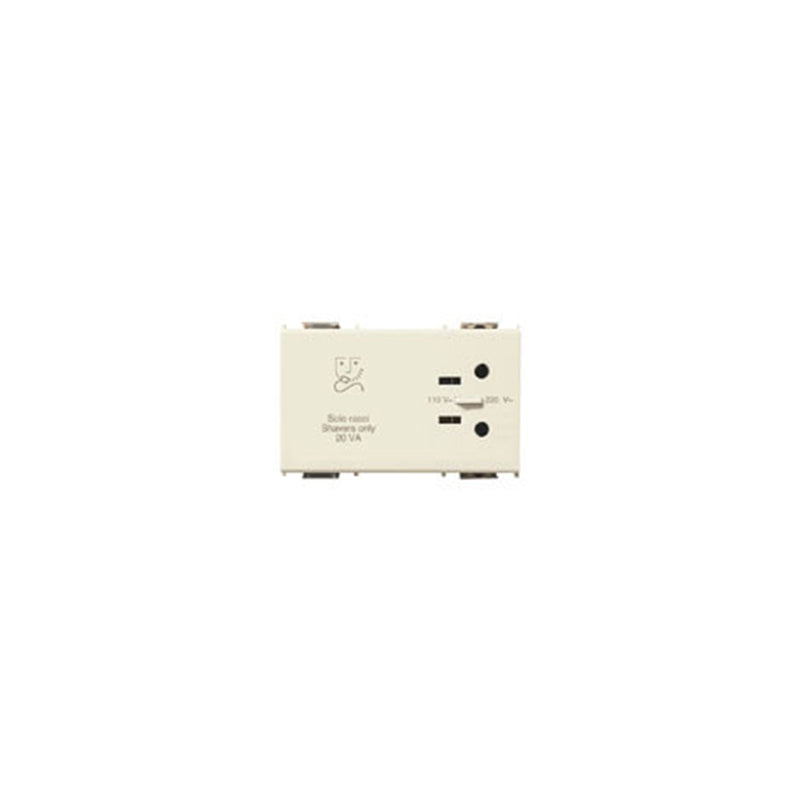 8000 Series Shaver Socket, 230V Supply-120V Output 15A, 3 Module, White