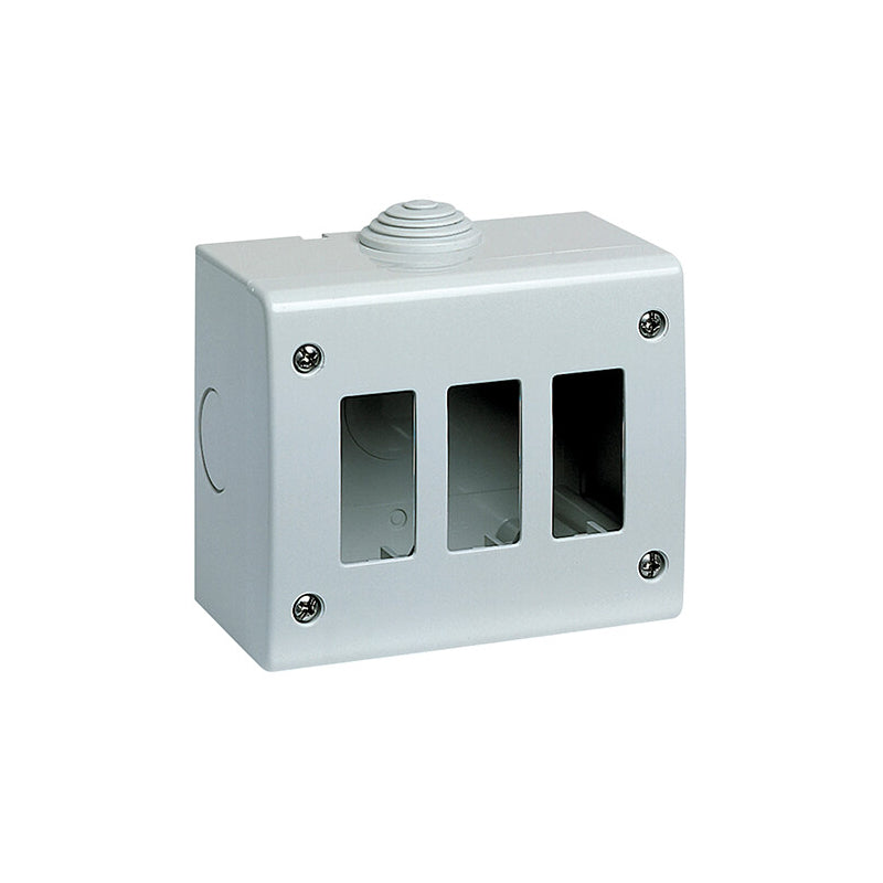 Enclosure: IP40 Surface-Mount, 3 Module, Square, For 8000 Series, RAL 7035 Grey