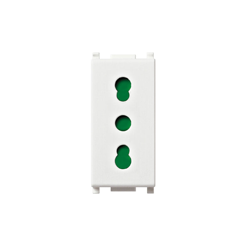 Plana Italian Standard Outlet, 2P+E, 16A-250V Sicury, 1 Module, White