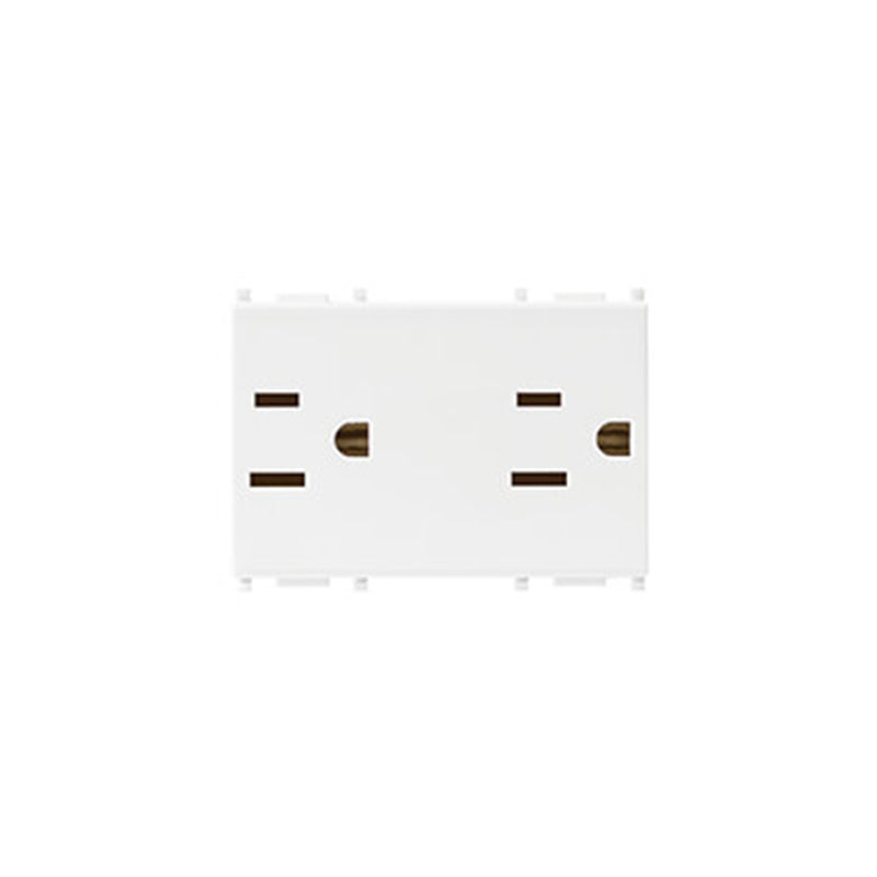 OUTLET: USA/SASO DUPLEX 2P+E 15A/127V, 3M, WHITE, PLANA