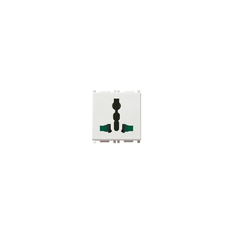 OUTLET: UNIVERSAL, 2P+E, 10A, 250V, 2M, WHITE, SICURY, PLANA