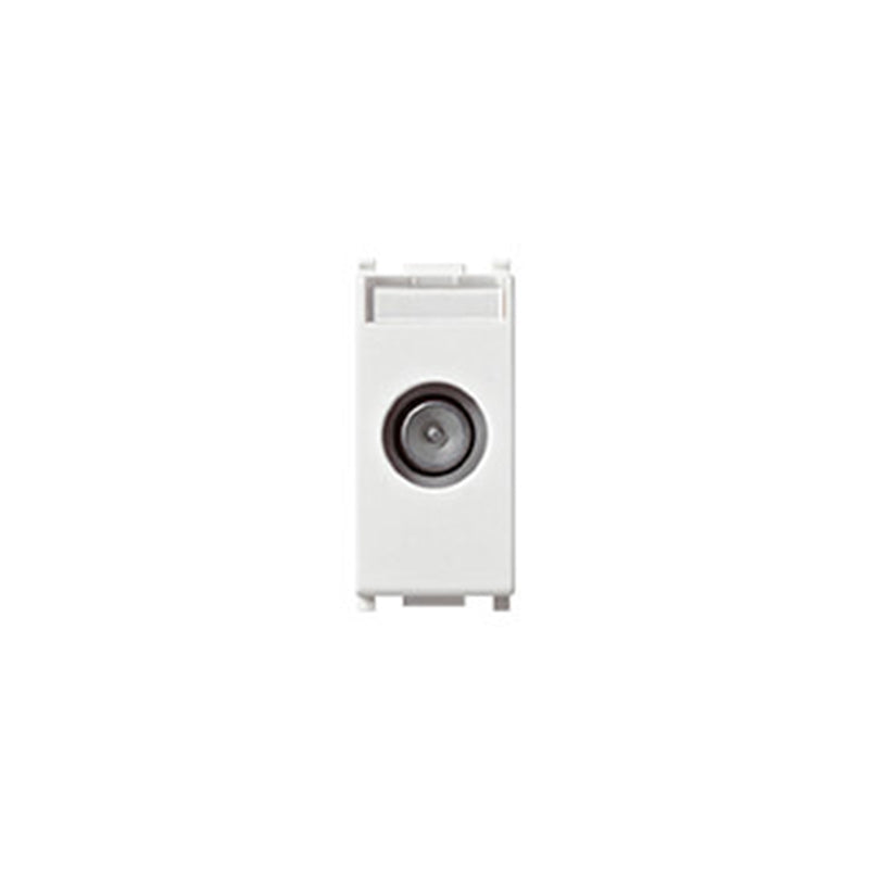 Plana Male Coax Outlet, TV-RD-SAT, 5-2400Mhz Thru-Line Connector, 10dB Attenuation, 1M, White