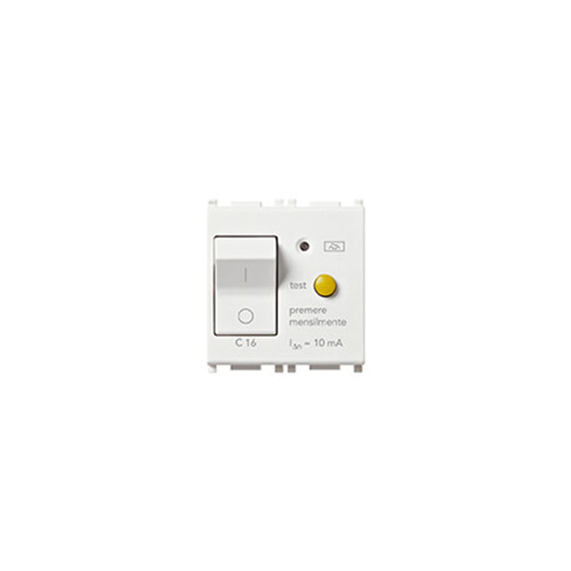RCBO: 1P+N, 16A, 120-230V,10mA RES, 50-60Hz, 2M, WHITE, PLANA