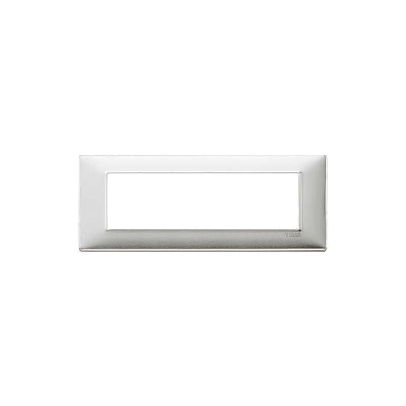 Plana Cover Plate, Brushed Aluminum, Die-Cast Metal, 7 Module