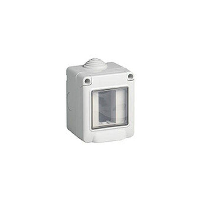 IP55 Surface-Mnt Enclosure, 1 Module, Plana/Eikon, Grey, Surcharge may apply if buying less than 40