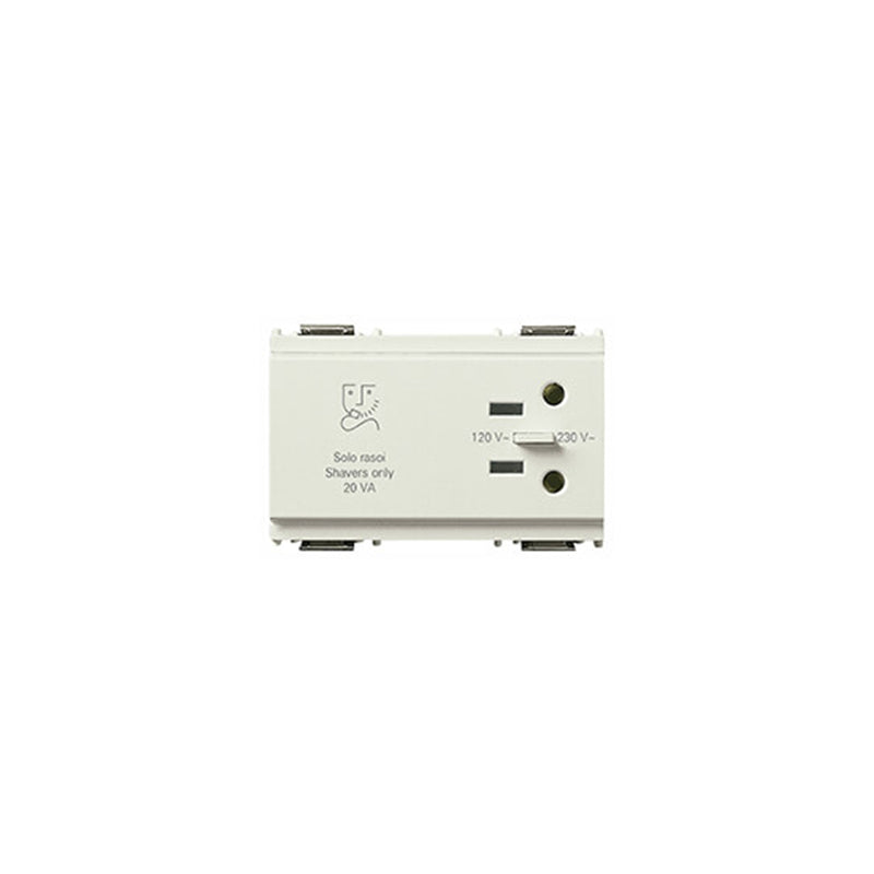 SOCKET: SHAVER 230V/INPUT 120V OUTPUT, 3M, WHITE, IDEA