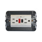 Idea Duplex GFCI Outlet, USA, 2P+E, 15A/125V 3 Modules with Grid, White