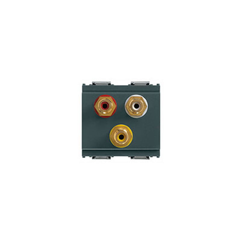 Connector: 3 RCA Jacks (Red/White/Yellow), 2 Module, Grey, Idea Series