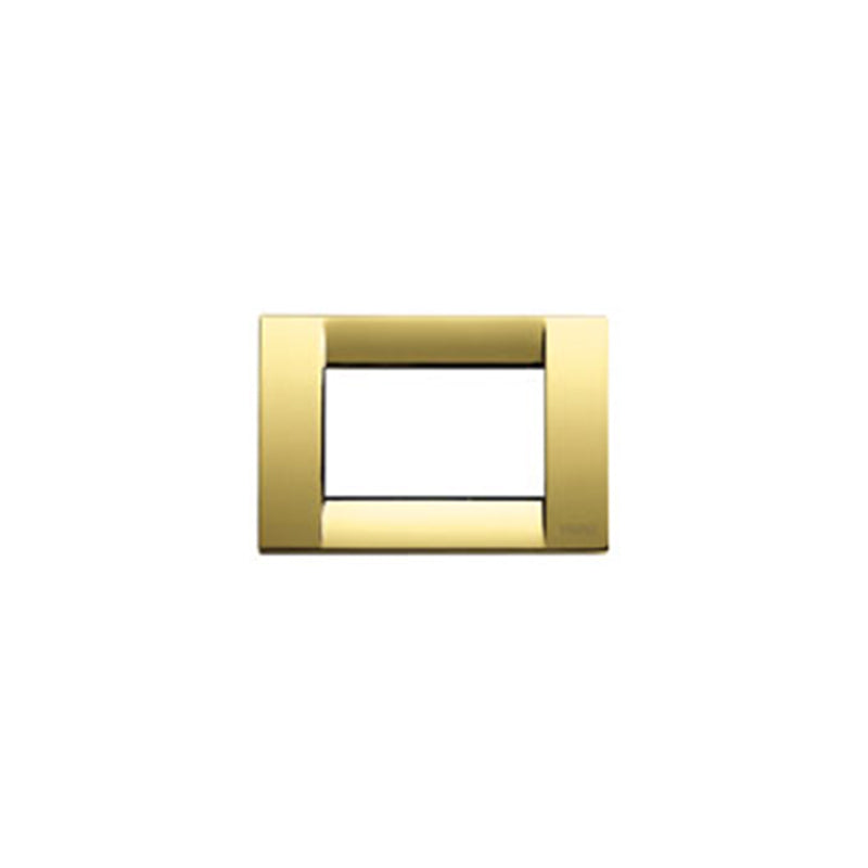 Idea Square Cover Plate, Die-Cast Metal Polished Gold 32, 3 Modules