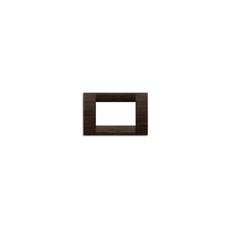 Idea Square Cover Plate, Wood Wengé 56, 3 Modules