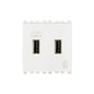 Arke USB Duplex Charging Outlet, 5V/2.1A 2 Module, White