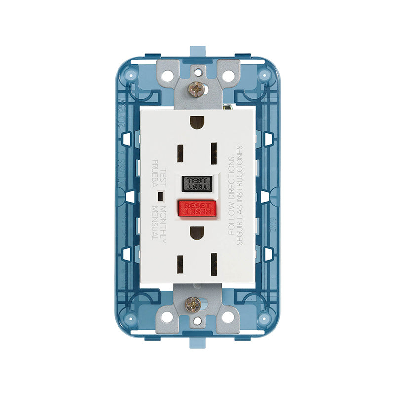 Outlet: USA Duplex GFCI 2P+E 15A/125V, 3M w/Frame, White, Arke