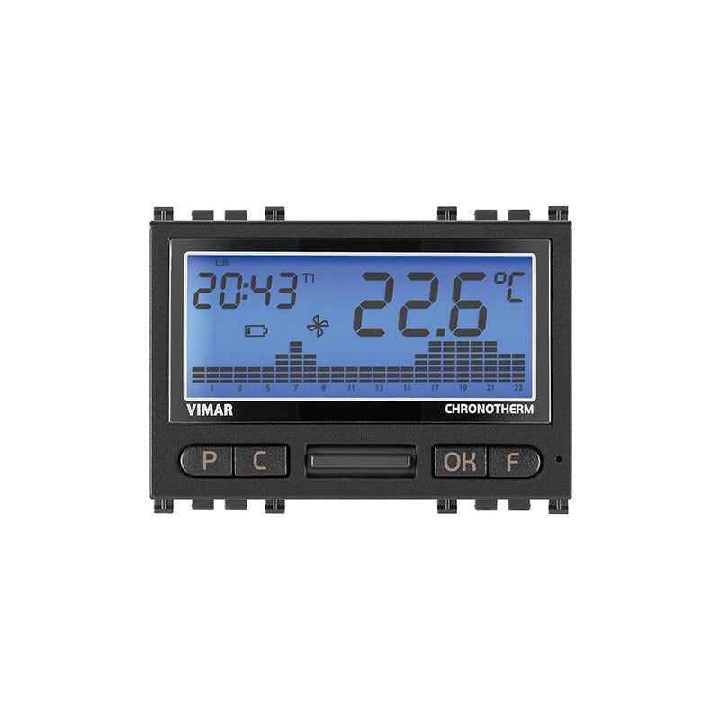 Arke Electronic Thermostat, 5(2) Amp, 250V, Heat/AC, 24/7 Day Programming, Remote, 3 Mod, Grey