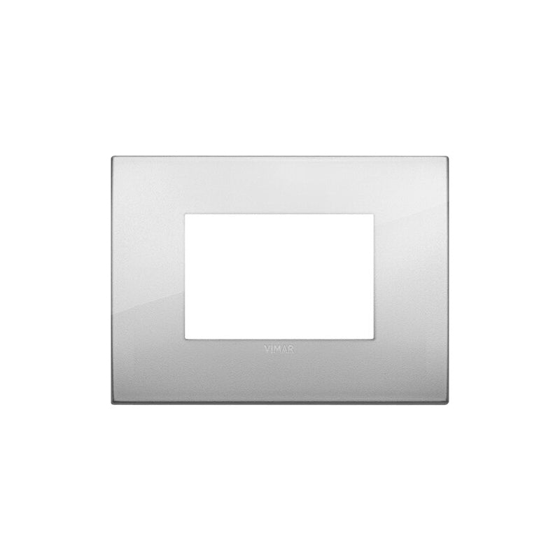 Arke Square Square Cover Plate, Silver Die-Cast, 3 Module