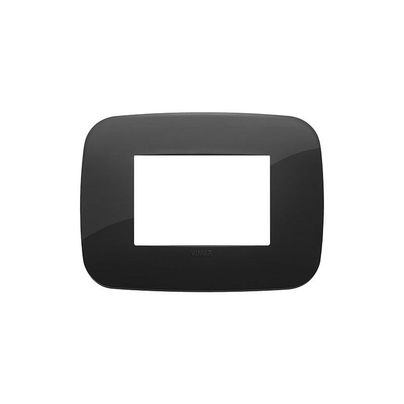 Plate: Technopolymer, Black, 3 Module, Round, Arke