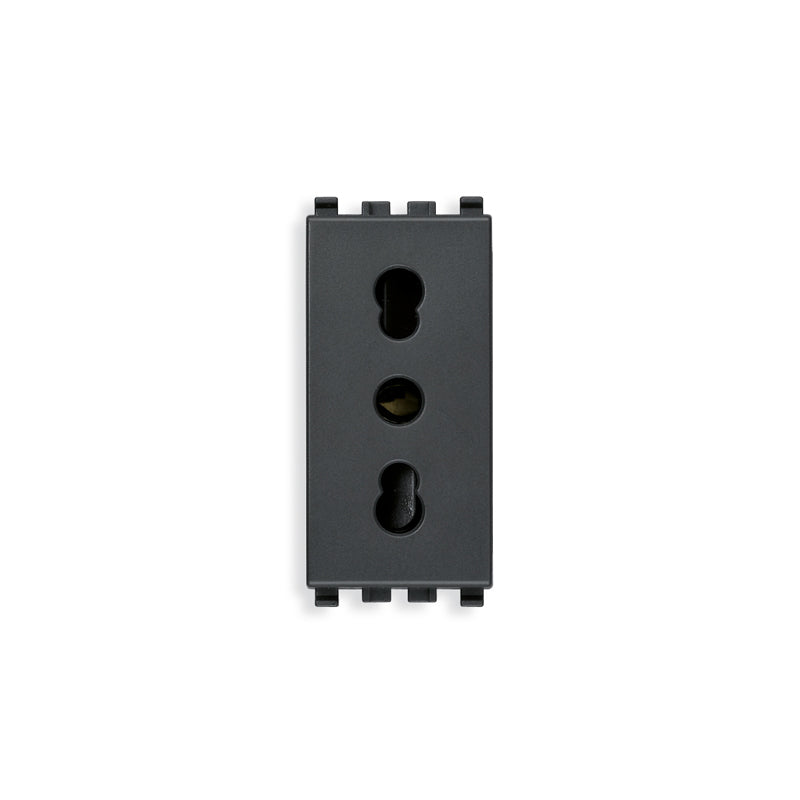 Eikon Italian Outlet (P17-11), 2P+E, 16A-250V SICURY, 1 Module, Grey