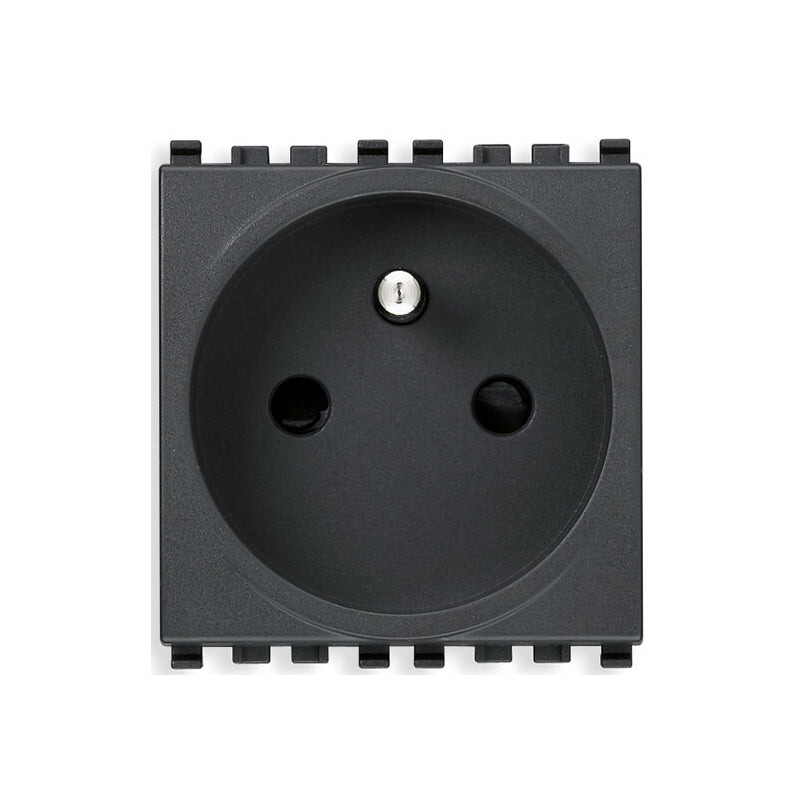 Eikon French Outlet, 2P+E, 16A-250V, SICURY 2 Module w/Cover, Grey