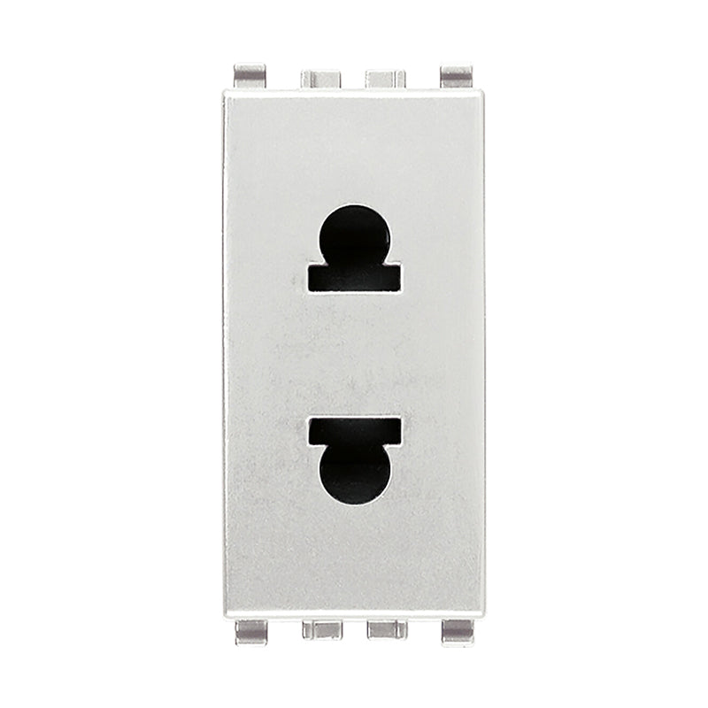 Eikon USA/EU Outlet, 2P, 16A, 120-250V SICURY, 1 Module, Next(Silver)