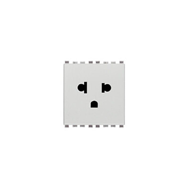 Eikon USA/EU Outlet, 2P+E, 16A-250V SICURY, 1 Module, Next (Silver)