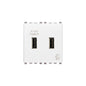 Eikon 2 X USB High Power Charge Port for Tablets, 120-230V-5V/2.1A, 2 Module, White