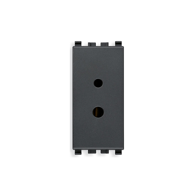 Eikon 2-Pin Outlet, Polarized, 2P, 6A/24V Accepts 3mm/4mm Pins, Hi-Fi, HFTR Reception, Grey