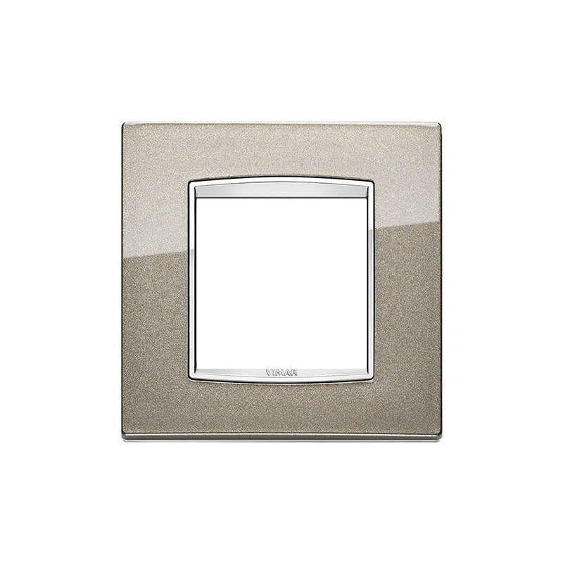 Eikon Square Cover Plate, Bright Metallic Titanium, Die-Cast Metal, 2 Module