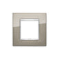 Eikon Square Cover Plate, Bright Metallic Titanium, Die-Cast Metal, 2 Module