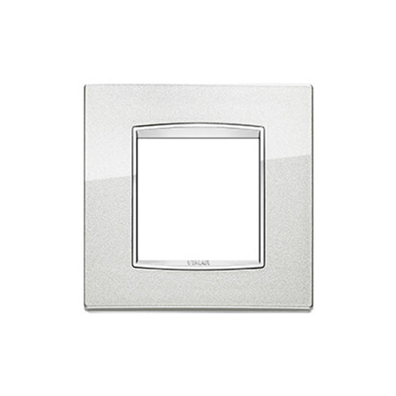 Eikon-Chrome Square Cover Plate, Metallic Silver Chrome Inner Frame, Die-Cast Metal, 2 Module
