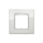 Eikon-Chrome Square Cover Plate, Metallic Silver Chrome Inner Frame, Die-Cast Metal, 2 Module