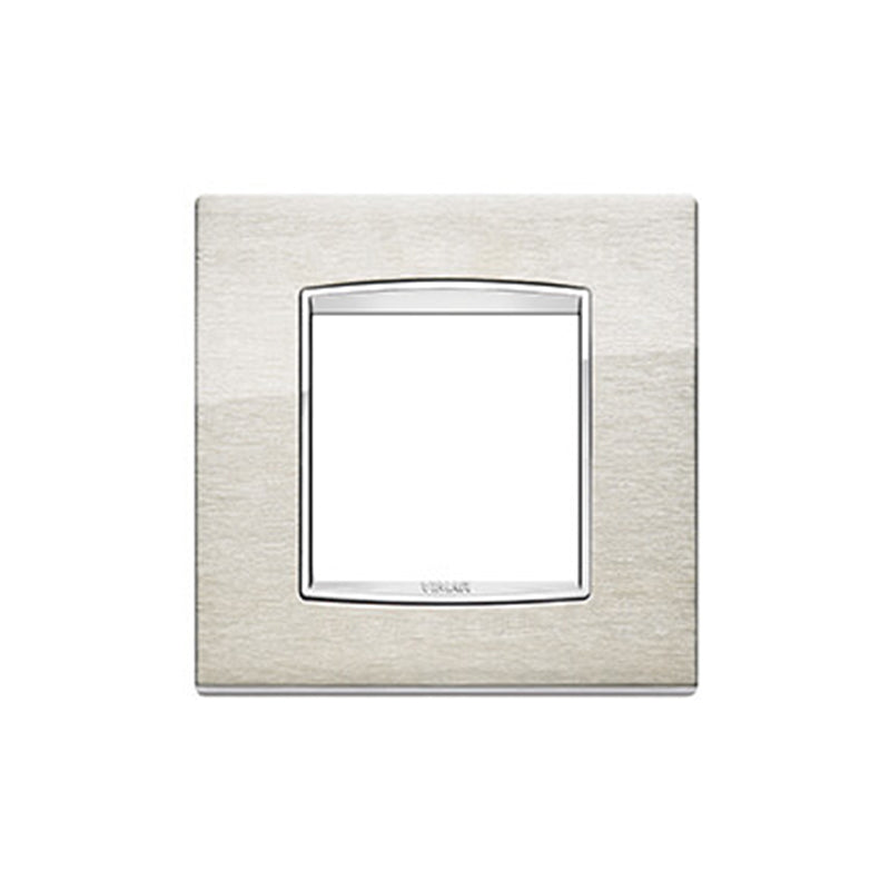 Eikon-Chrome Square Cover Plate, Brushed S.S. Chrome Inner Frame, Die-Cast Metal, 2 Module