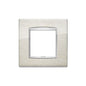Eikon-Chrome Square Cover Plate, Brushed S.S. Chrome Inner Frame, Die-Cast Metal, 2 Module