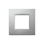 Eikon-Total Look Square Cover Plate, Matte Silver Matte Silver Inner Frame, Die-Cast Metal, 2M