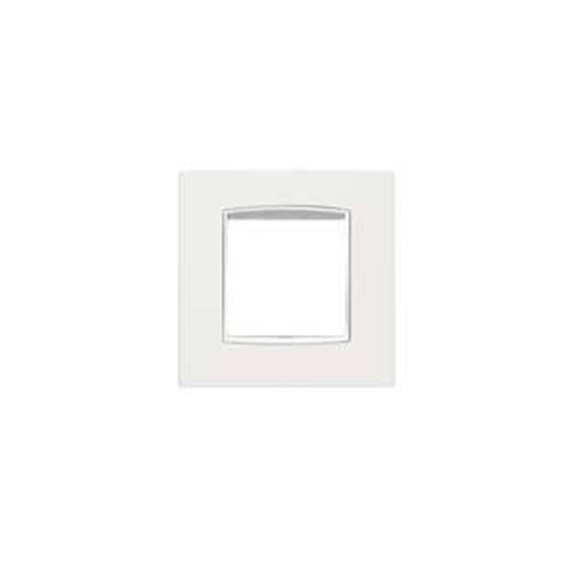 Eikon-Total Look Square Cover Plate, Arctic White White Inner Frame, Die-Cast Metal, 2 Module