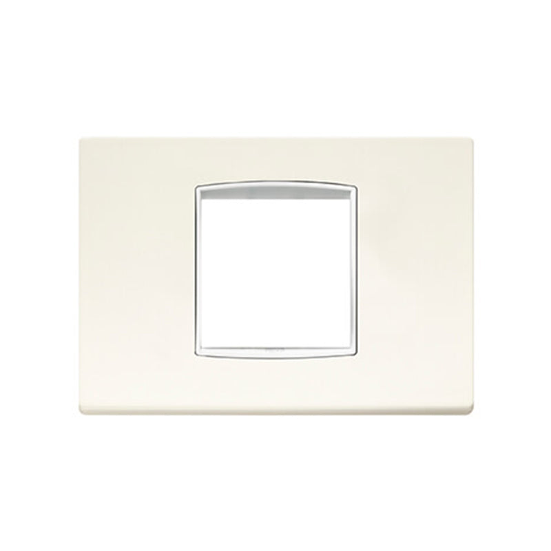 Eikon-Total Look Square Cover Plate, Arctic White White Inner Frame, Die-Cast Metal, 2M (Central)